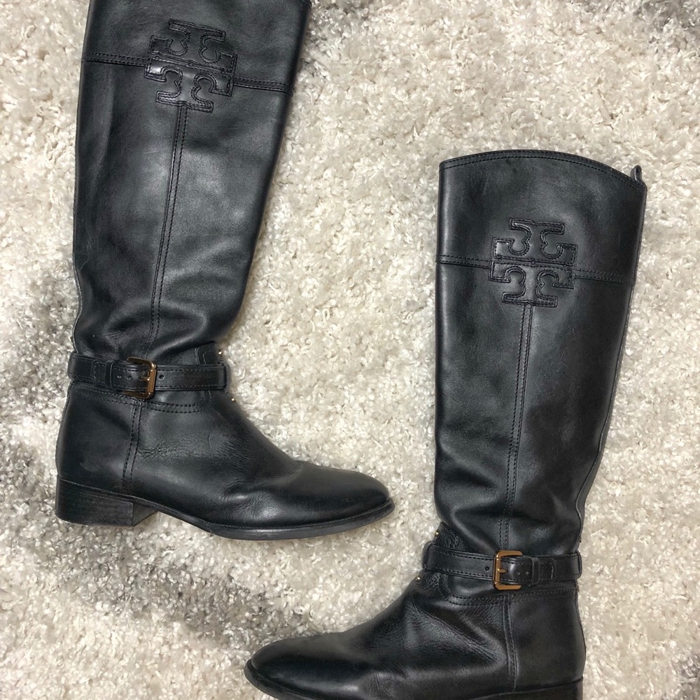Tory Burch Black Blair Riding Boots, sz 9
